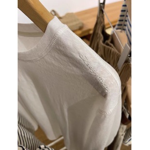 T恤雪花棉 长袖 轻奢row风刺绣字母净版 纯色慵懒纸片人宽松圆领薄款