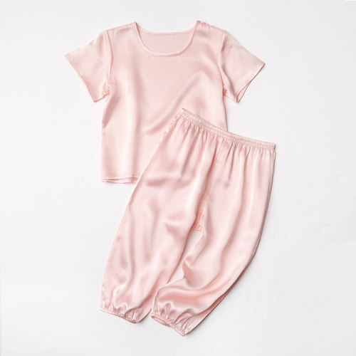 儿童纯色真丝家居服蚕丝套装
