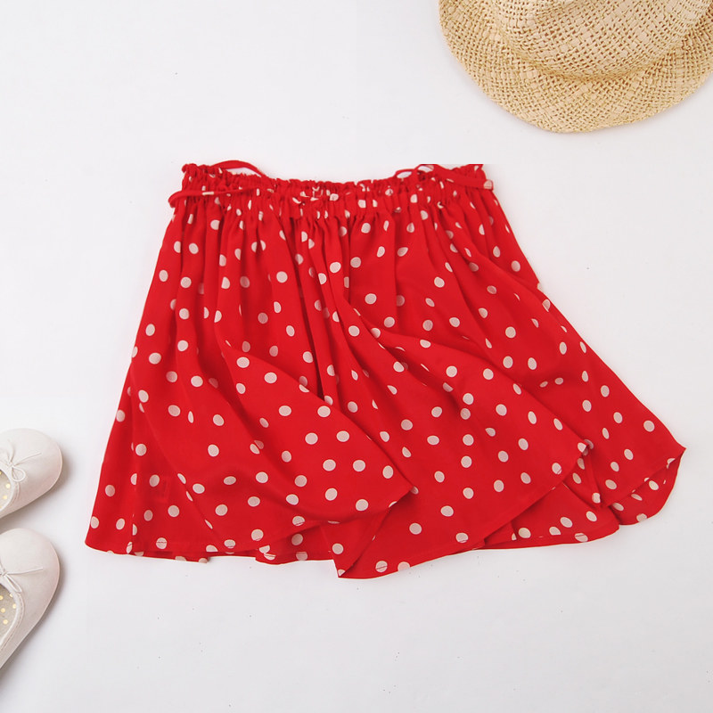 红色波点真丝两穿吊带衫半身裙