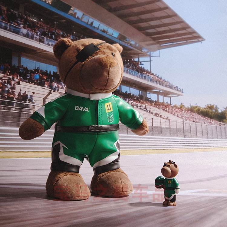 宝马原厂皮衣熊泰迪赛车熊