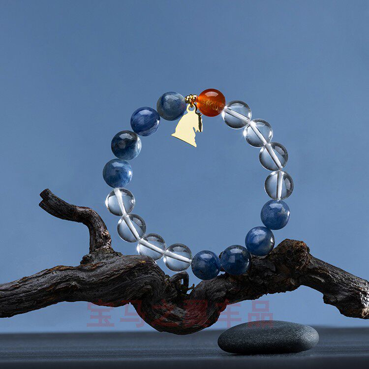 普陀山文创定制宝马年款晶石手串红玛瑙水晶铜镀金百搭高颜值手串