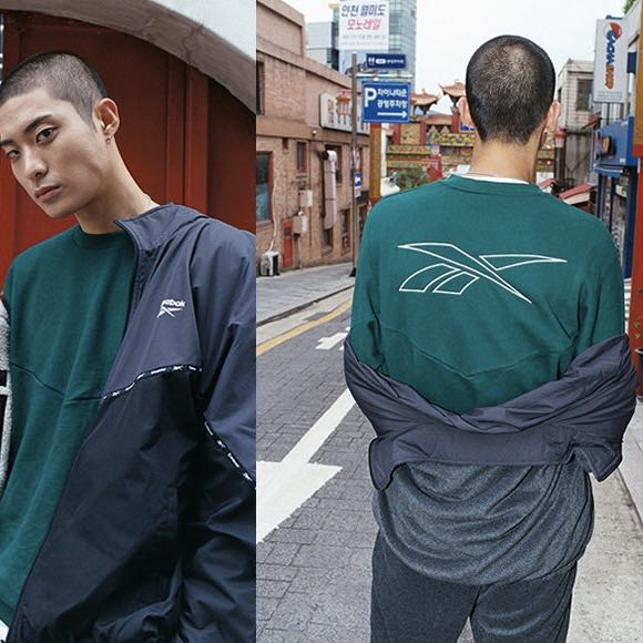 锐步Reebok x Covernat联名Wanna one同款卫衣男女加绒黑绿DX7148