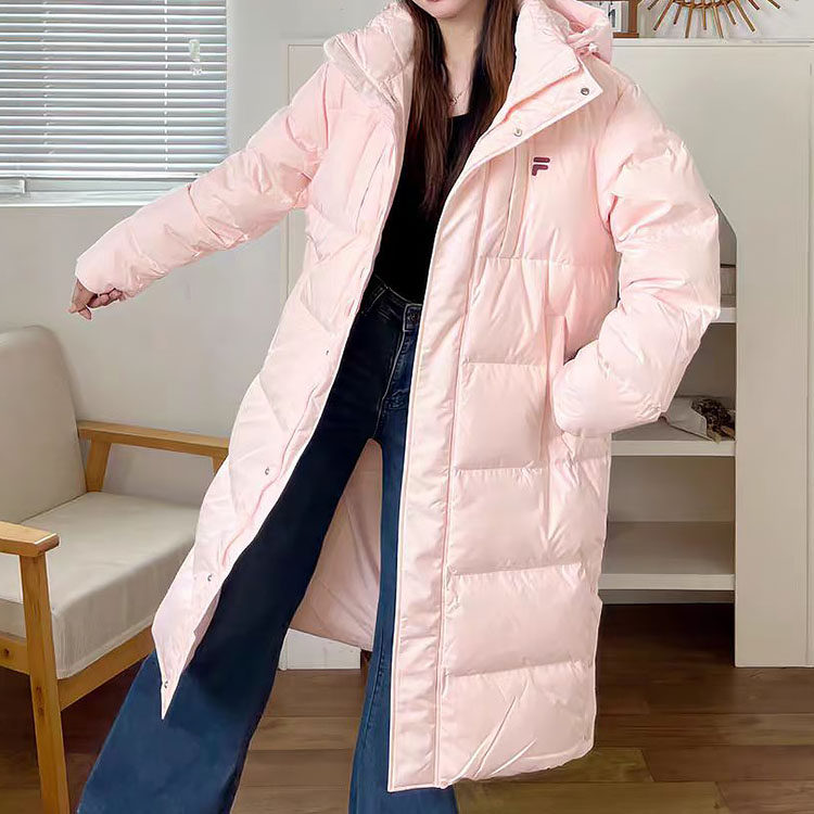 FILA FUSION斐乐潮牌情侣款鸭绒长款羽绒服2025新款宽松外套