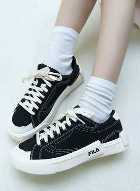 FILA斐乐女鞋帆布鞋女秋季新款复古低帮布鞋透气休闲软底板鞋男潮