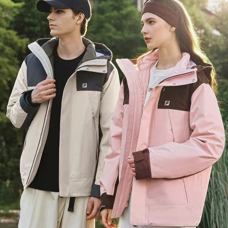 黄景瑜同款FILA斐乐男女款呼吸壳冲锋衣25冬新户外三合一羽绒外套