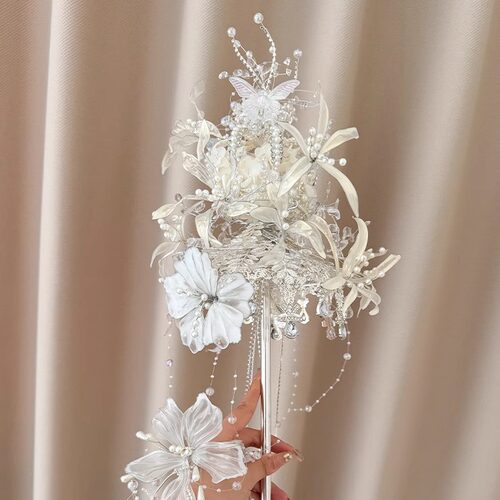 水晶女王权杖手捧花diy材料包新娘结婚高级感婚礼蓝色手工成品