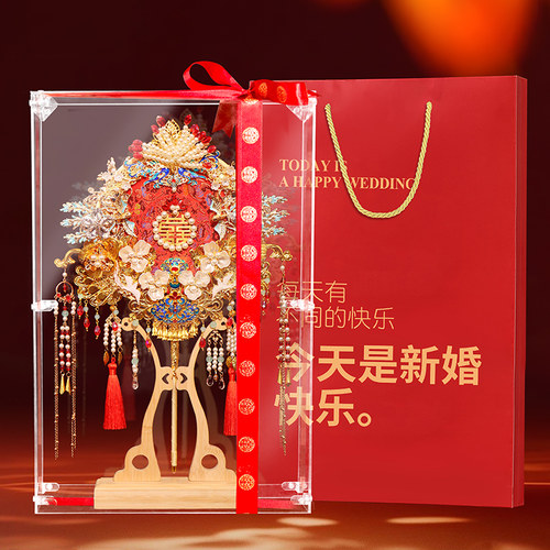 团扇新娘结婚双面高级diy材料包喜扇秀禾成品婚嫁扇子古风
