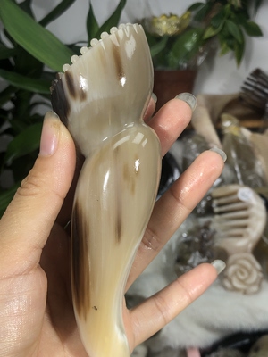 天然牛角按摩梳一物一牦牛牛角凤九莲蓬