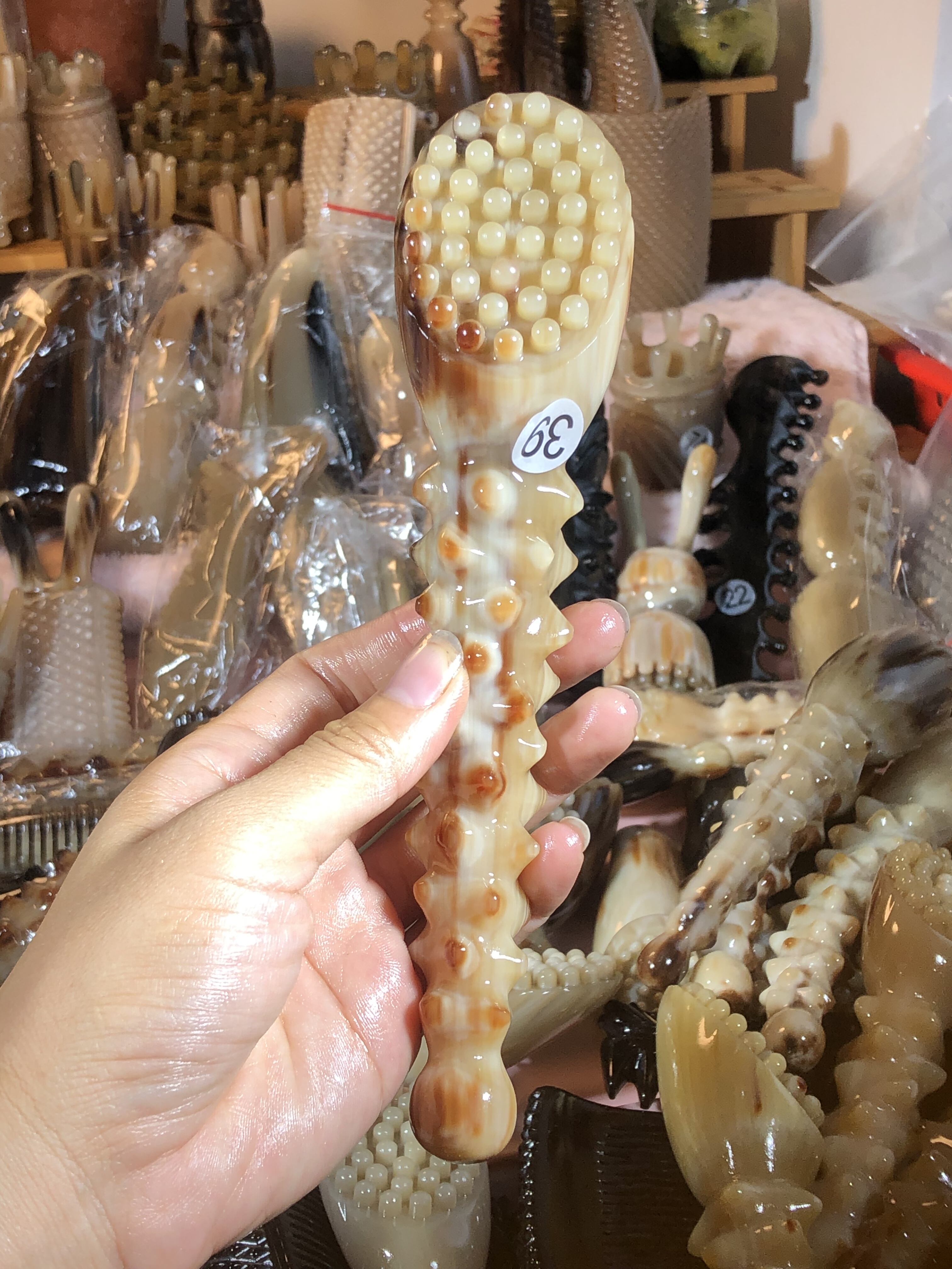 牦牛牛角莲蓬面部刮痧美容棒经络拨筋棒眼头部全身按摩一物一