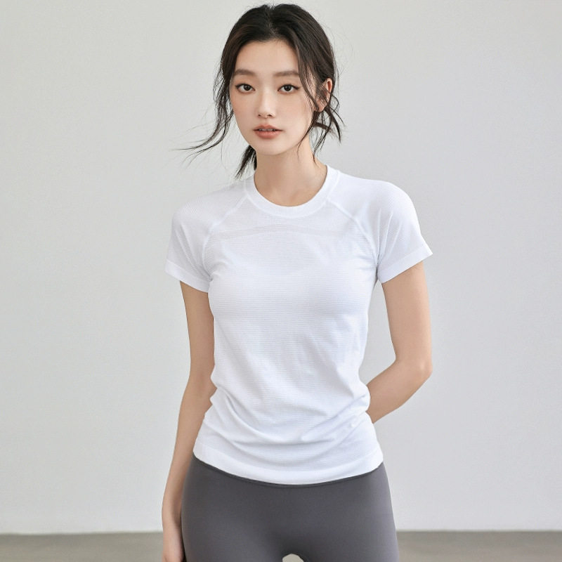 定制运动健身短袖速干瑜伽服跑步训练上衣紧身显瘦T恤印字logo