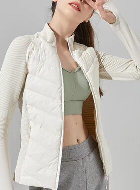 羽绒服女白鸭修身短款运动外套跑步户外休闲健身瑜伽服白色上衣