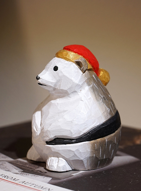 胖球刺猬手工木雕小摆件