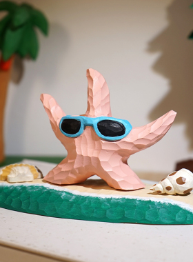 “夏威夷海滩”手工木雕小摆件