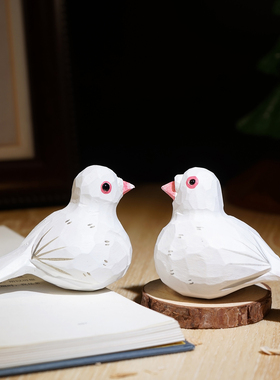 【清仓价】和平白鸽手工木雕鸟摆件办公室电视柜书桌面装饰品礼物