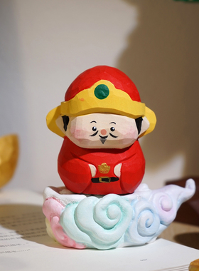 “旺旺小财神”手工木雕小摆件