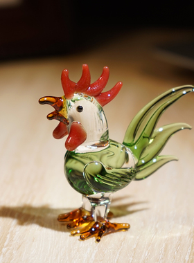 绿尾大公鸡|手工玻璃小摆件琉璃