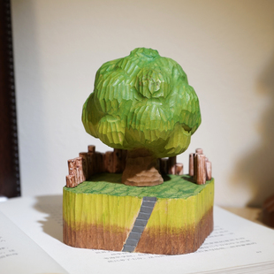 “大榕树下”手工木雕小摆件解压治愈创意工位桌面家居装饰品礼物