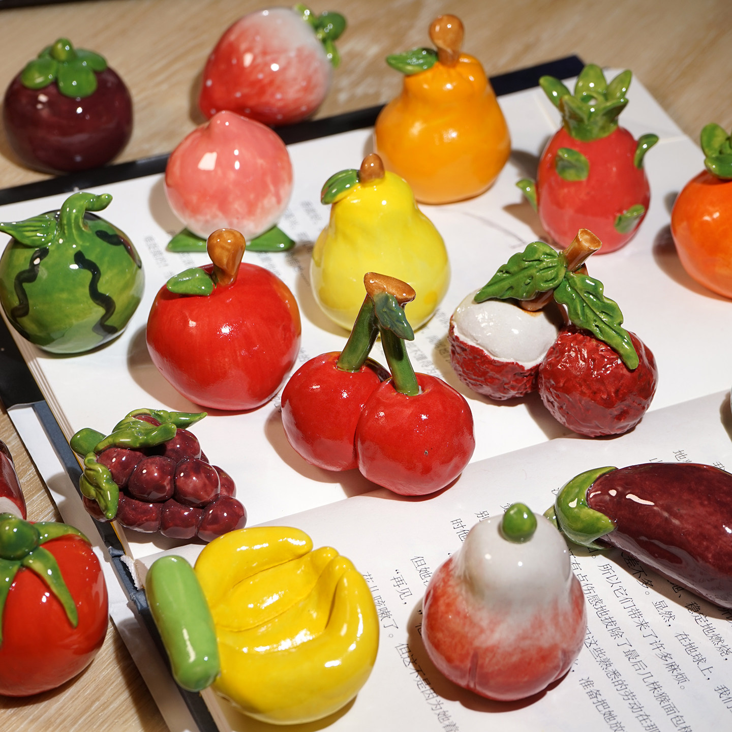 水果手工陶瓷小摆件迷你可爱仿真景德镇陶土茶宠手绘苹果荔枝西瓜,家居饰品,装饰摆件,淘宝优惠券,粉丝福利购,淘宝优惠卷