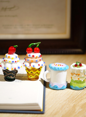 手工琉璃奶昔雪糕杯小摆件