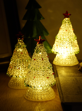 发光玻璃圣诞树LED小夜灯