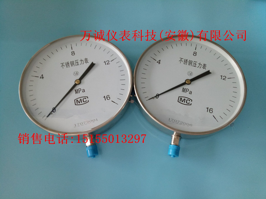 Y-200BF Y-250BF 锅炉用高温高压不锈钢压力表 10MPa