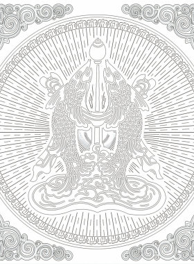 吉祥八宝唐卡民族风宣纸描金涂色