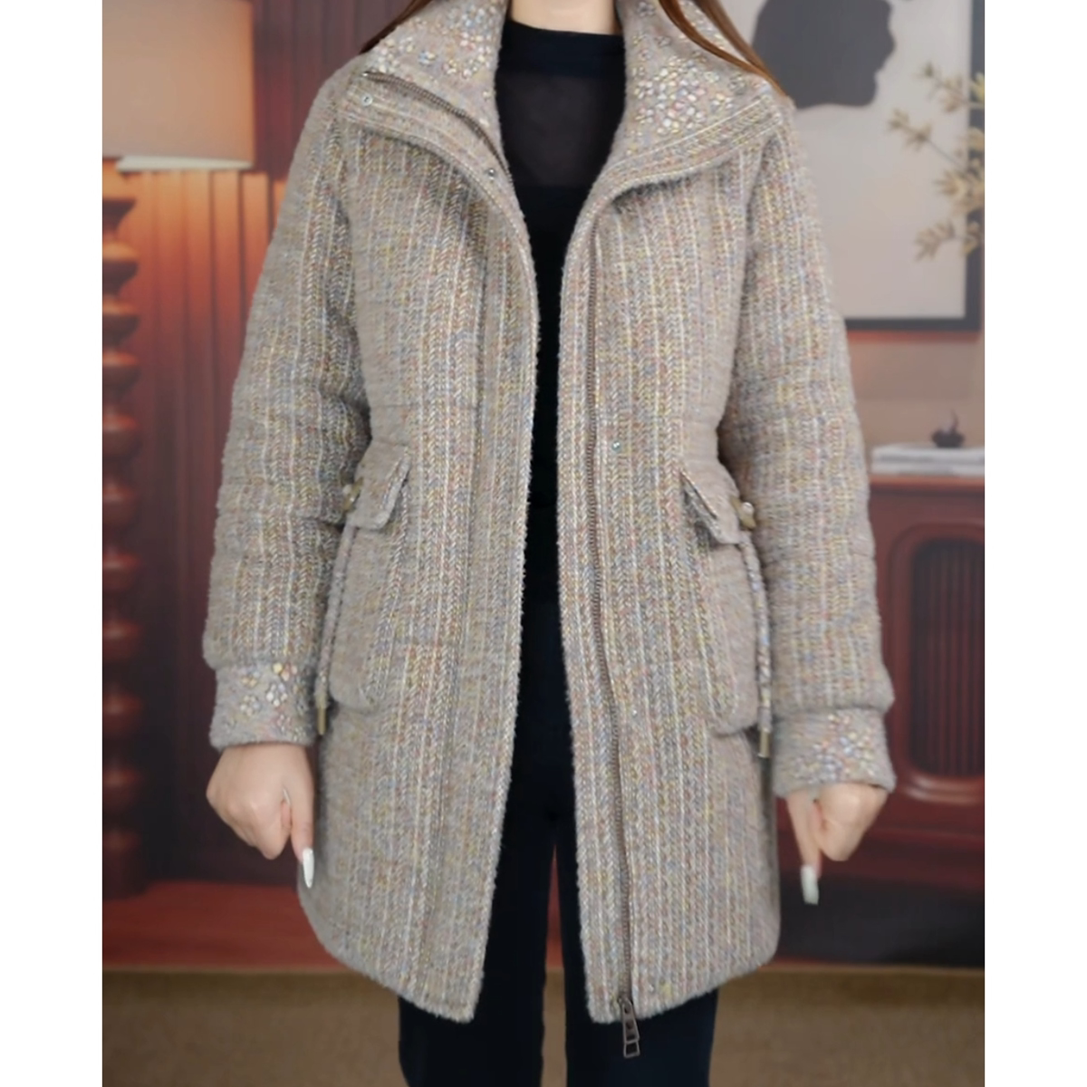 轻奢时尚中长款宽松大码棉服外套女2026冬季新款气质百搭保暖大衣