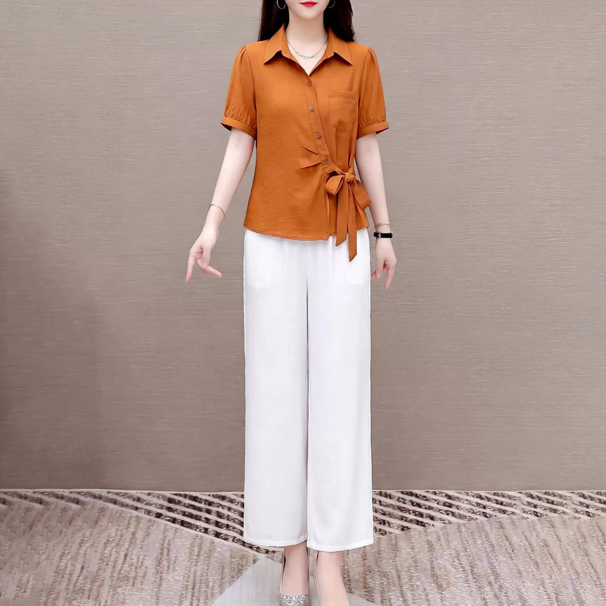 套装女夏季2026新款今年流行爆款时髦洋气减龄高级感阔腿裤两件套