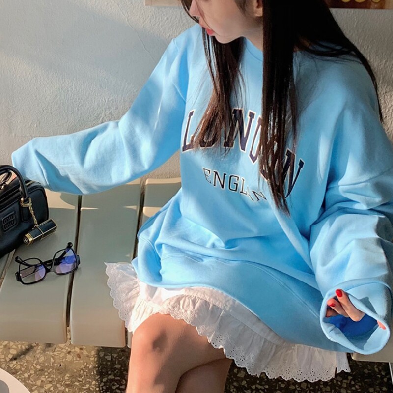 韩国松紧腰蕾丝边半身裙