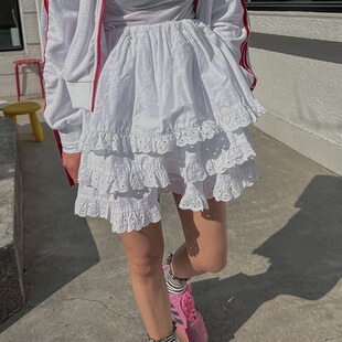 韩国东大门2024夏装新款高腰蕾丝花边A字蛋糕裙半身裙蓬蓬短裙女
