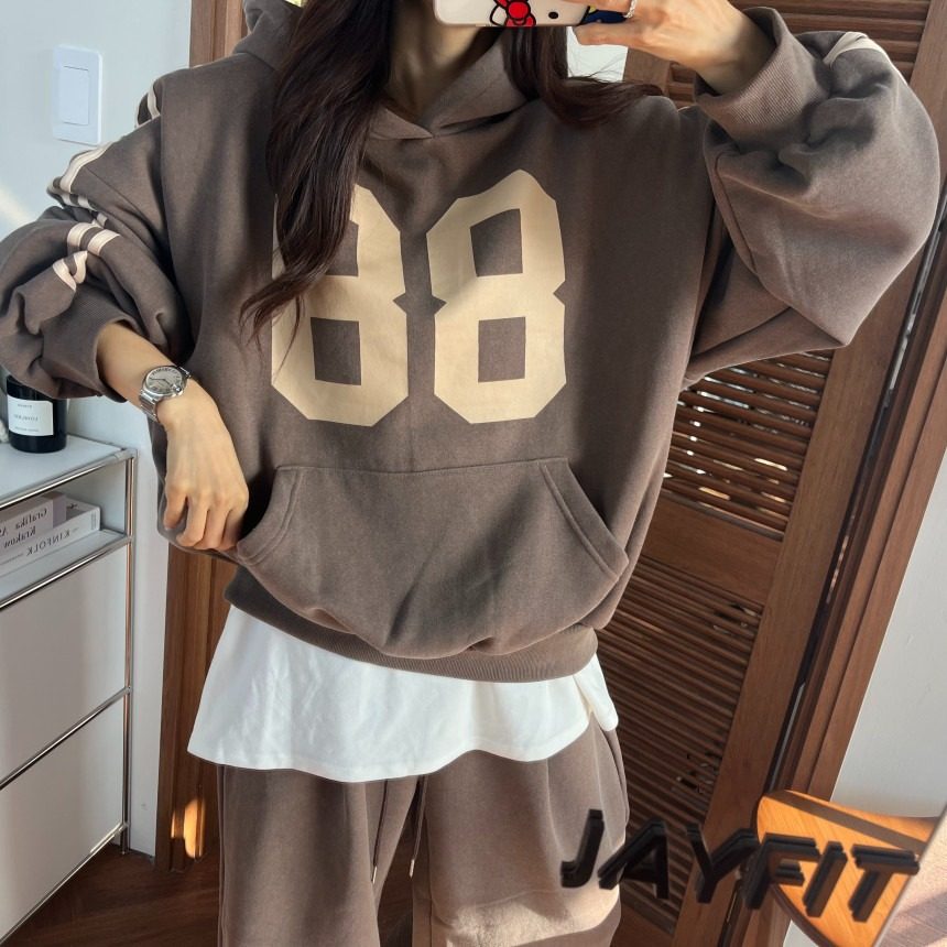 韩国东大门连帽宽松加绒字母袋鼠兜卫衣女+抽绳束脚卫裤休闲套装,女装/女士精品,时尚套装,淘宝优惠券,粉丝福利购,淘宝优惠卷