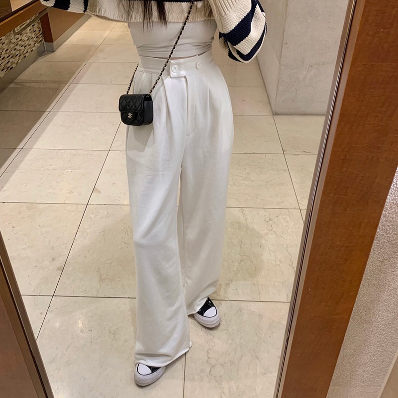 韩国松紧腰垂感休闲卫裤