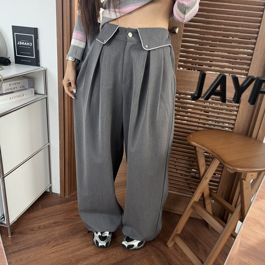 韩国东大门2026春新款松紧高腰显瘦高级感垂坠感西装直筒阔腿裤女