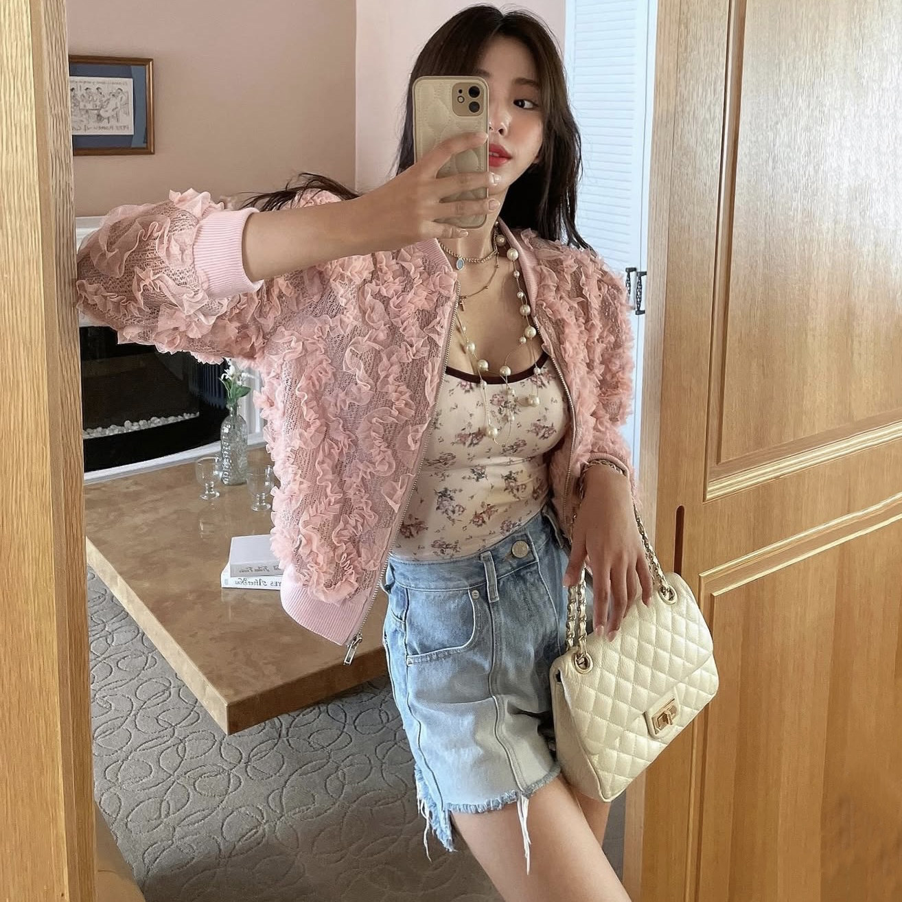 韩国东大门2026春装新款洋气立领镂空蕾丝花边拉链开衫短外套女