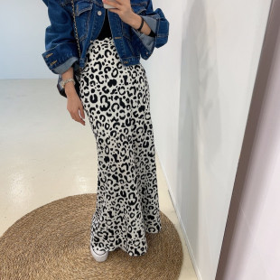韩国东大门2023夏季新款松紧高腰复古豹纹鱼尾半身裙鱼尾长裙女