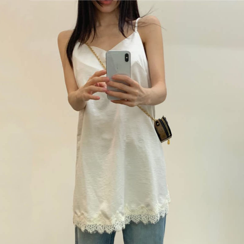 韩国东大门2026新款蕾丝花边拼接吊带裙屁帘叠穿百搭打底衫背心裙