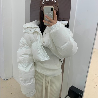 韩国小个子白色羽绒棉服面包服