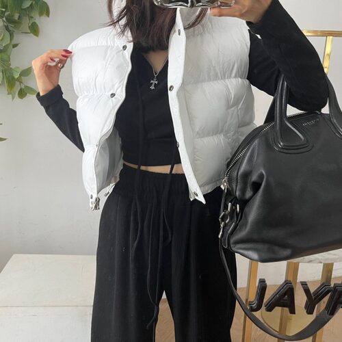 韩国宽松抽绳羽绒棉服马甲面包服
