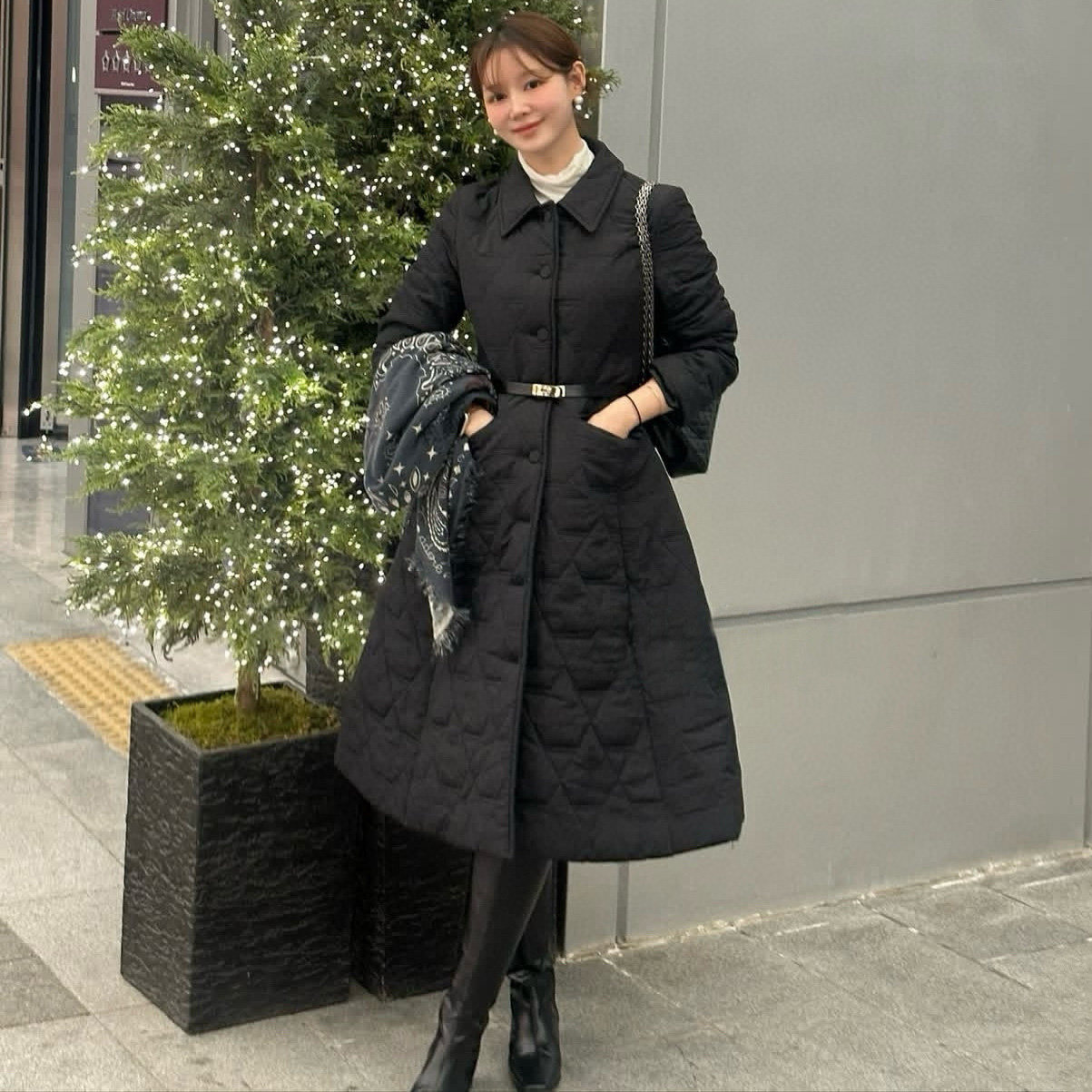 韩国东大门气质翻领菱格纹绗缝夹棉长款修身连衣裙保暖棉服外套女,女装/女士精品,棉衣/棉服,淘宝优惠券,粉丝福利购,淘宝优惠卷