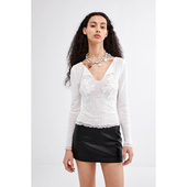 衬衫 原创设计白色网纱刺绣收身显瘦长袖 打底衫 九伍公园