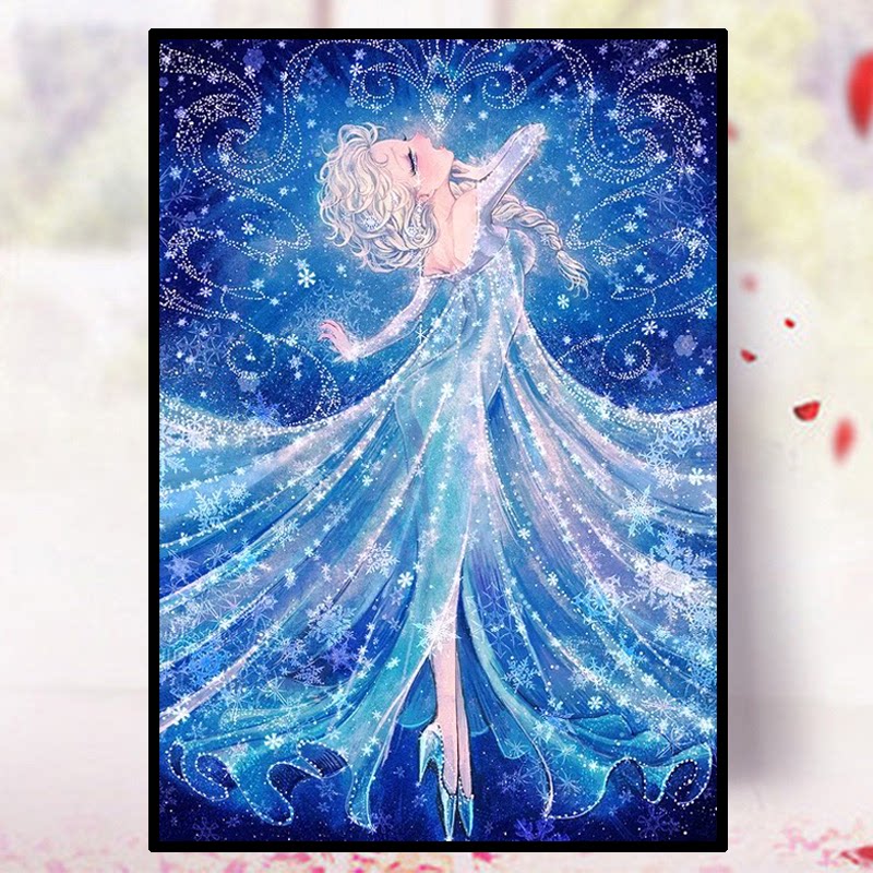 卡通动漫冰雪奇缘艾莎公主钻石画十字绣diy点贴钻石绣儿童房手工