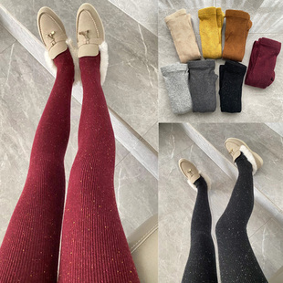 加厚点点外穿打底裤 袜韩版 保暖洋气显瘦长袜 美拉德羊毛连裤 秋冬季