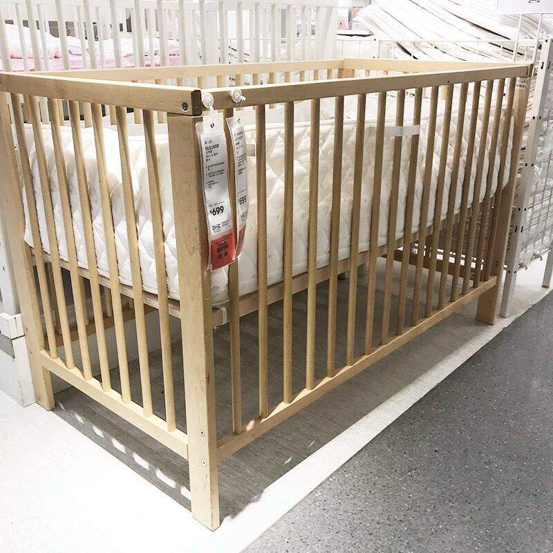 国内宜家代购多功能黄色白色无漆宝宝床古利福婴儿床实木宝宝新生