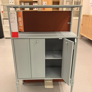 IKEA宜家索格麦斯柜子淡蓝灰色83x36x128 厘米收纳柜储物柜整理柜
