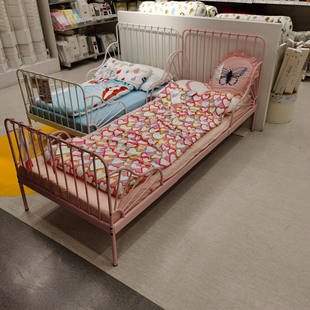 国内宜家代购 加长床框架带床板,铁艺北欧儿童米隆床汉普玲床垫