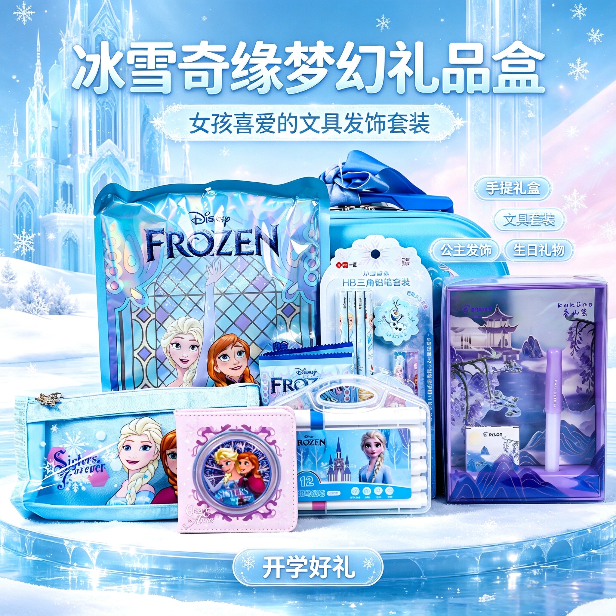 艾莎公主冰雪奇缘生日礼物女生小学生儿童高颜值手拎箱女生礼物