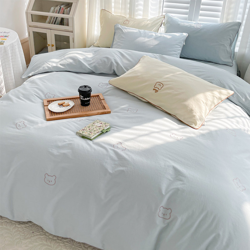 少女心四件套全棉水洗棉ins刺绣