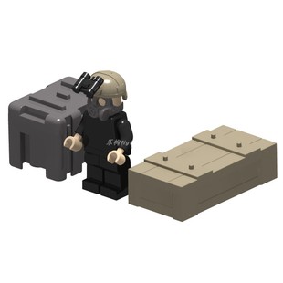 国产小颗粒积木 军事人仔场景配件 容器 弹药箱 武器箱 补给箱