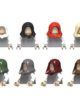 国产小颗粒积木 人仔头发帽子配件 兼容 30381 兜帽 头巾 头套