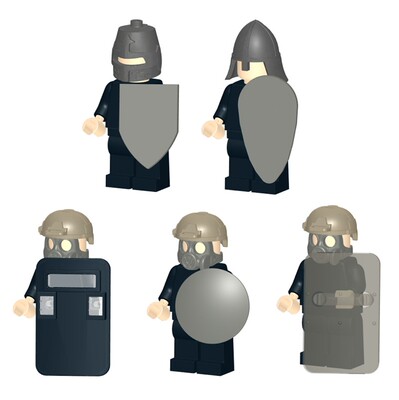 国产小颗粒积木 人仔军事手持配件 盾牌 75902 2586 圆盾 三角盾